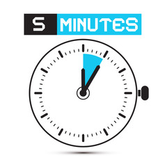 Five Minutes Stop Watch - Clock Vector Illustration