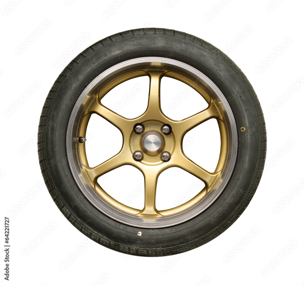 Wall mural car wheel isolated on white background