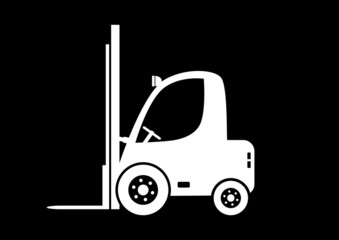Forklift truck on black background