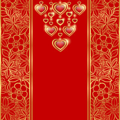 Valentines day greeting card. Red background