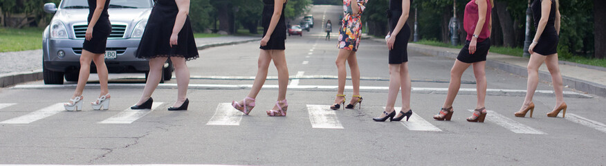 Close up of feet on the pavement