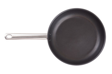 empty frying pan isolated on white