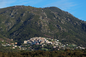 Fototapeta na wymiar Cervione village de Costa verde