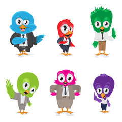 Cartoon Birds - Isolated On White Background