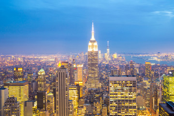 Fototapeta premium New York City skyline dusk.
