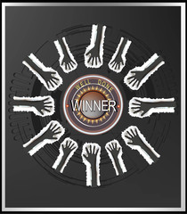 Raised up hands, Ripped paper collection