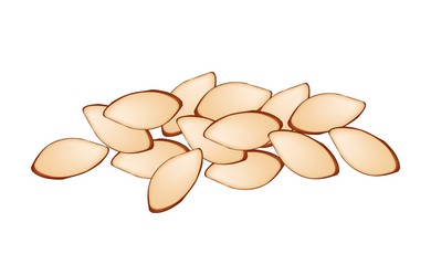 Stack of Slice Almonds on White Background