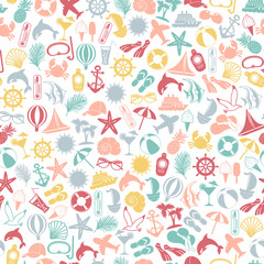 seamless pattern summer travel icons - 64228103