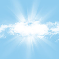 Naklejka na ściany i meble Blue sky with clouds and sun