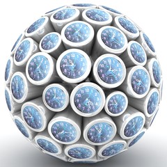 abstract wall clock in form of sphere