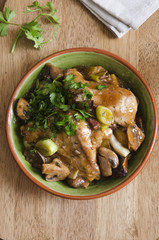 Chicken in red wine