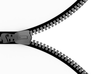 Zipper on white background.