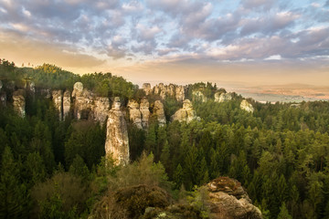 Fototapeta premium Sandstone formations in Bohemian Paradise, hdr
