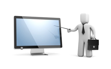 Businessman pointing to monitor