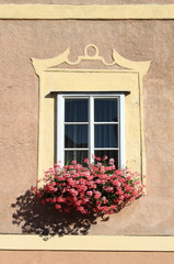Renaissance window with flowers