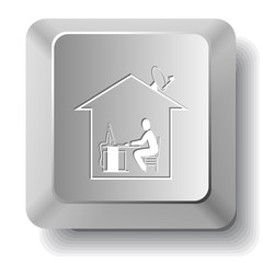 Home work. Vector computer key.