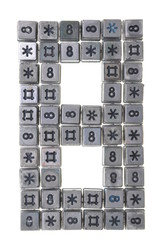 Digit eight made from small buttons phone