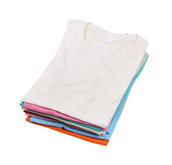 stack of colorful  t-shirt
