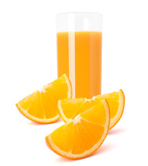 Juice glass and orange fruit