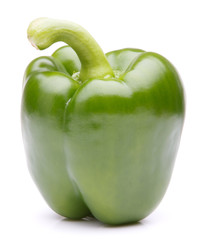 Green sweet bell pepper isolated on white background cutout