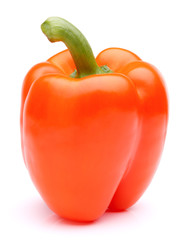Orange sweet bell pepper isolated on white background cutout