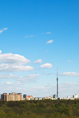 Obraz premium cityscape with TV tower and urban park in Moscow