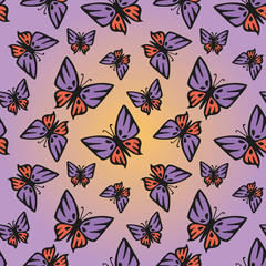 Fototapeta na wymiar Butterfly pink-purple seamless texture