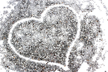 glitter silver background with heart