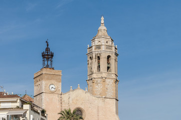 Fototapeta na wymiar Sant Bartomeu i Santa Tecla church at Sitges, Spain