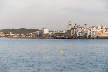 Fototapeta premium Village skyline at Sitges, Spain