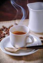 Italian espresso  coffee in a white cup