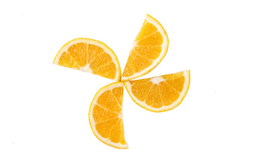 slices of orange on a white background