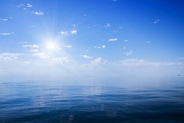 Beautiful sunny day with blue sky over the sea.