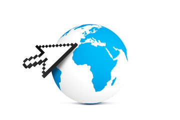 Arrow Cursor Pointing Earth Map Globe