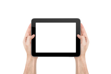 Hand Holding Blank Tablet