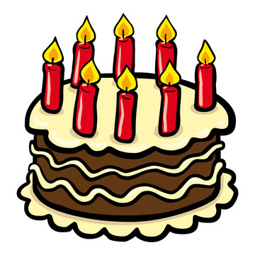 birthday cake with red candles clip art preview