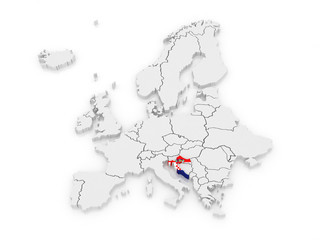 Map of Europe and Croatia.