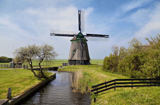 Old Wind Mill In Holland