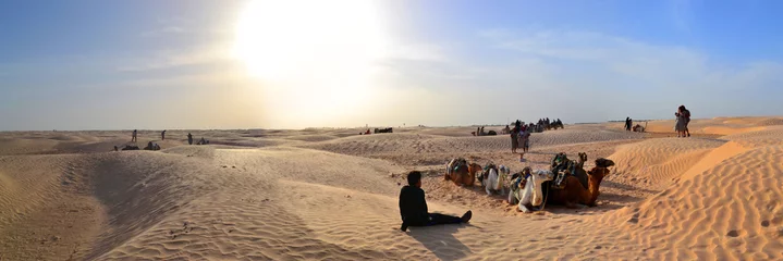 Deurstickers Caravan in woestijn © evav1