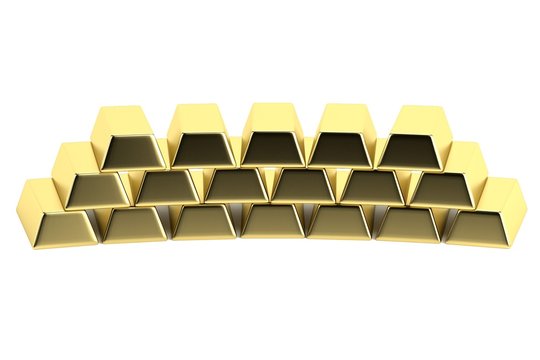 realistic 3d render of gold bars