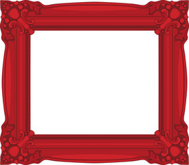 Red baroque Frame isolated on white background.