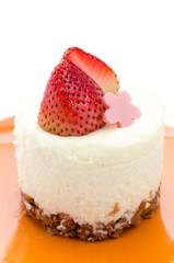 Strawberry cheesecake isolated on white background