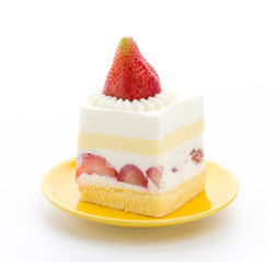 Strawberry cheesecake isolated on white background