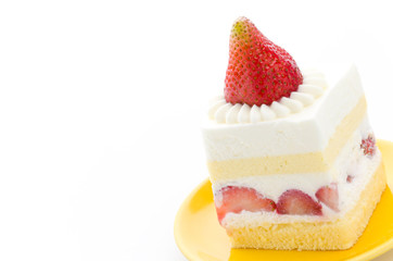 Strawberry cheesecake isolated on white background
