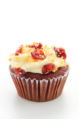 Red cupcake velvet isolated white background