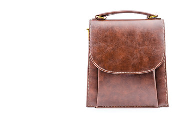 Woman leather bag isolated white background