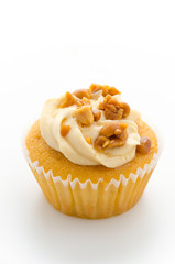 Nuts cupcake isolated on white background