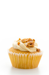 Nuts cupcake isolated on white background