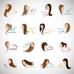 Fashion And Beauty Icons Set - Isolated On Gray Background