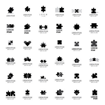 Puzzle Icons Set - Isolated On White Background